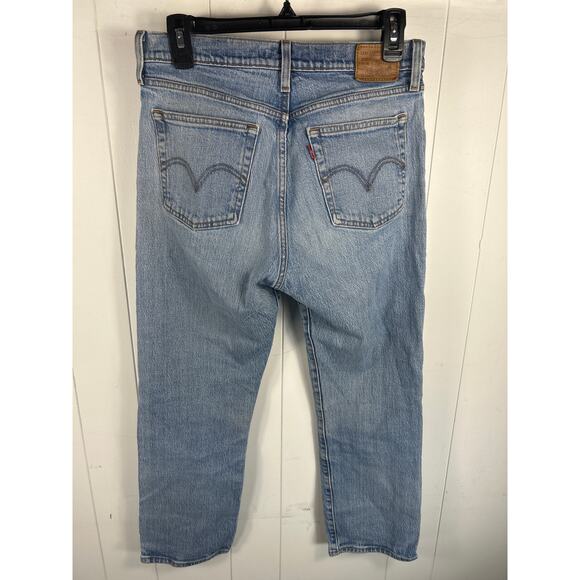 Levis Wedgie Straight Jeans Womens 28X26 Blue Light Wash High Rise Ankle Cropped - Picture 3 of 6
